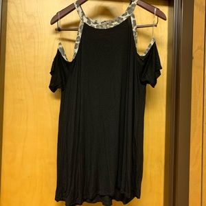 Leopard cold shoulder top